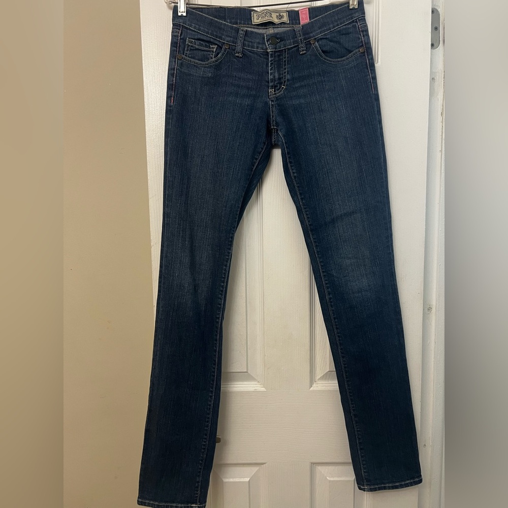 PINK Victoria's Secret Dark Blue Straight Leg Jeans - Picture 10 of 16